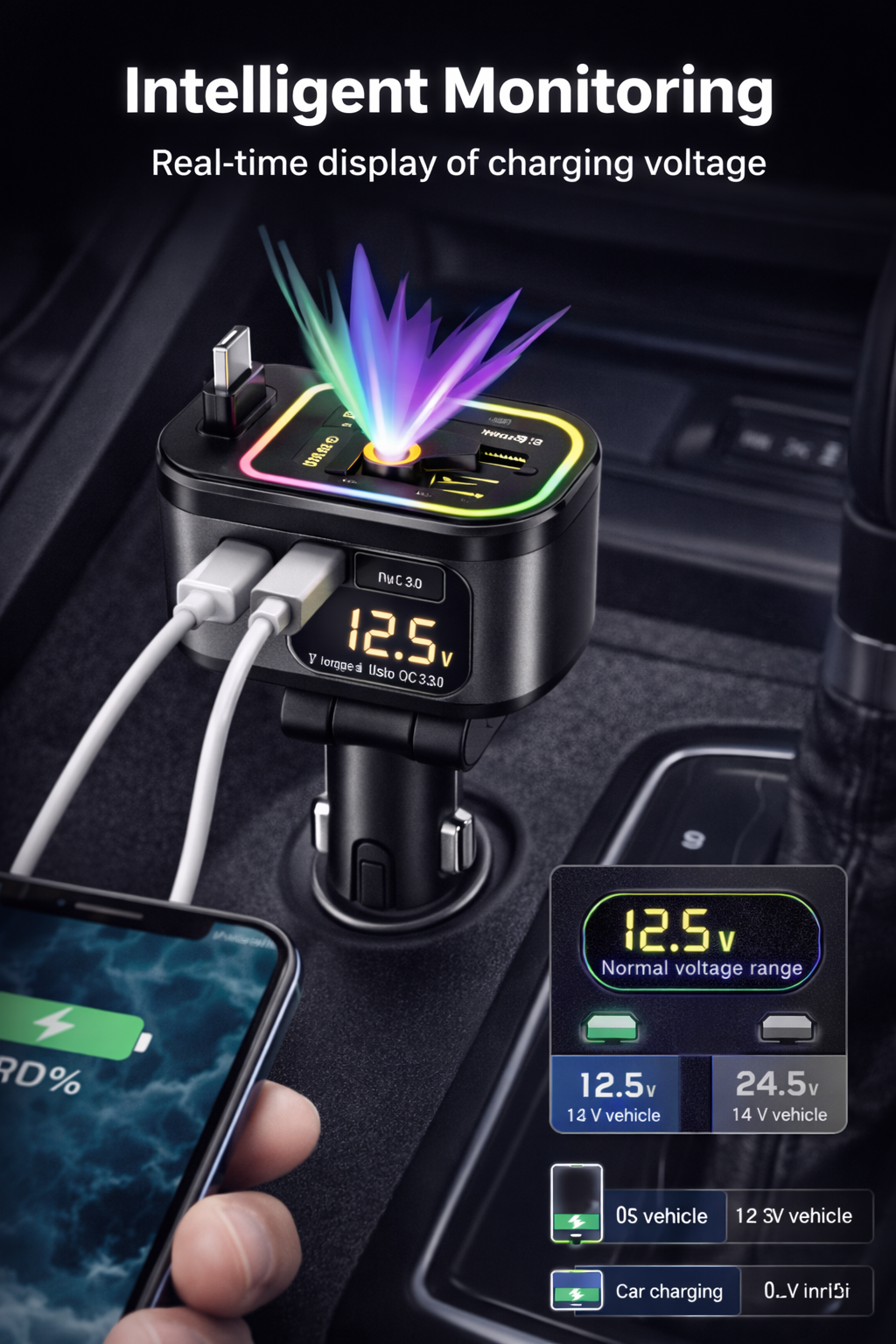 Universal 4-in-1 Fast Car Charger Dubai | 4-Port Car Charger