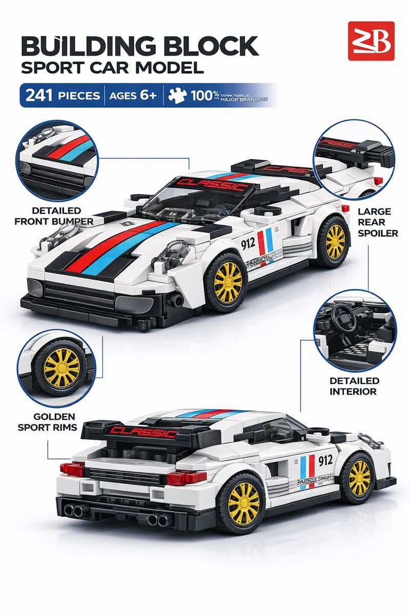 Luxury Sports Car Building Blocks Set for Kids Dubai